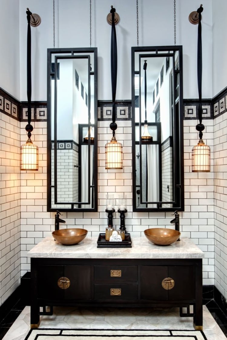 Black and white and gold bathrooms